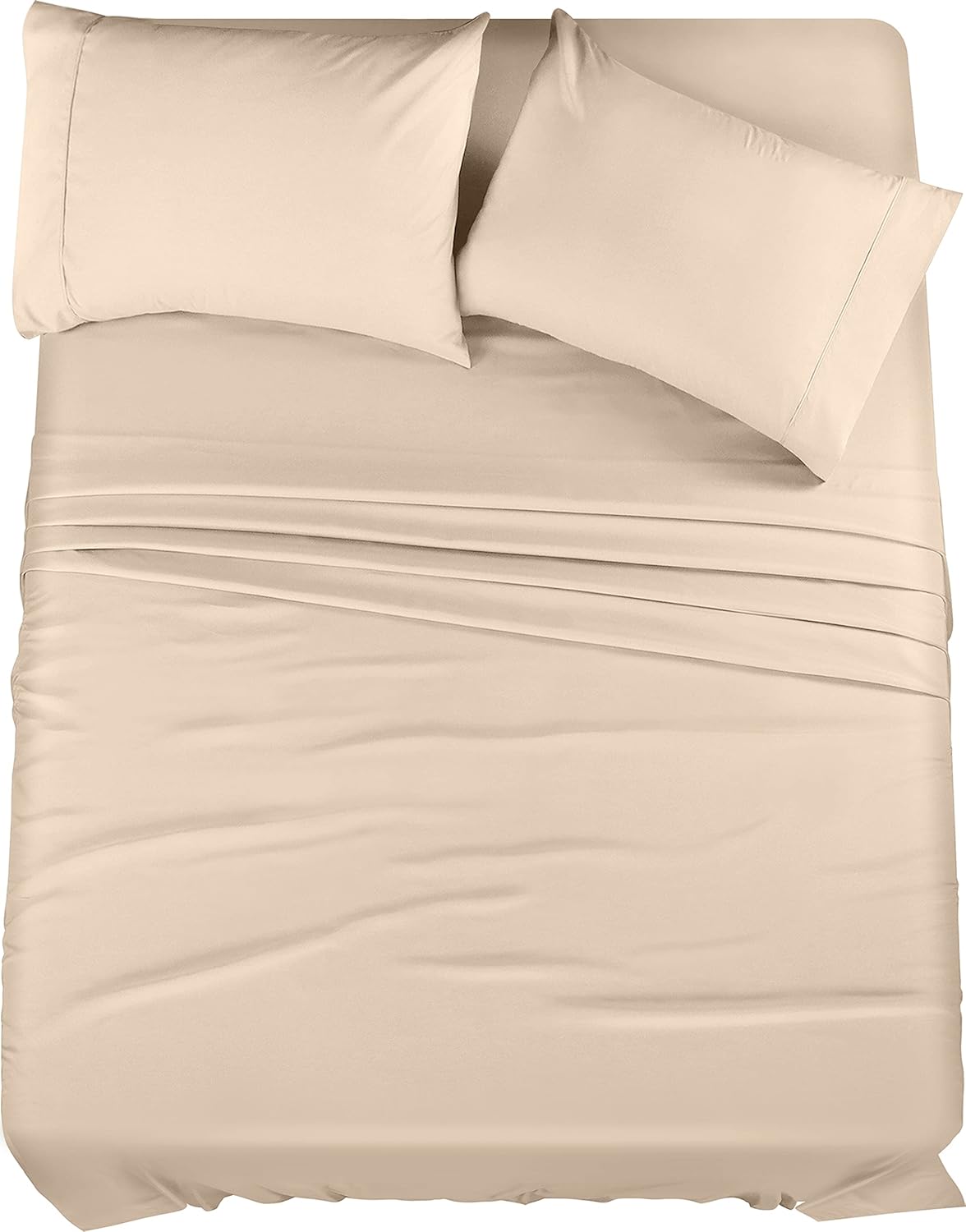 Utopia Bedding King Sheet Set – 4 Piece Bed Sheets for King Size Bed, Soft and Breathable Microfiber, Includes 1 Fitted Sheet, 1 Flat Sheet and 2 Pillowcases (Beige)