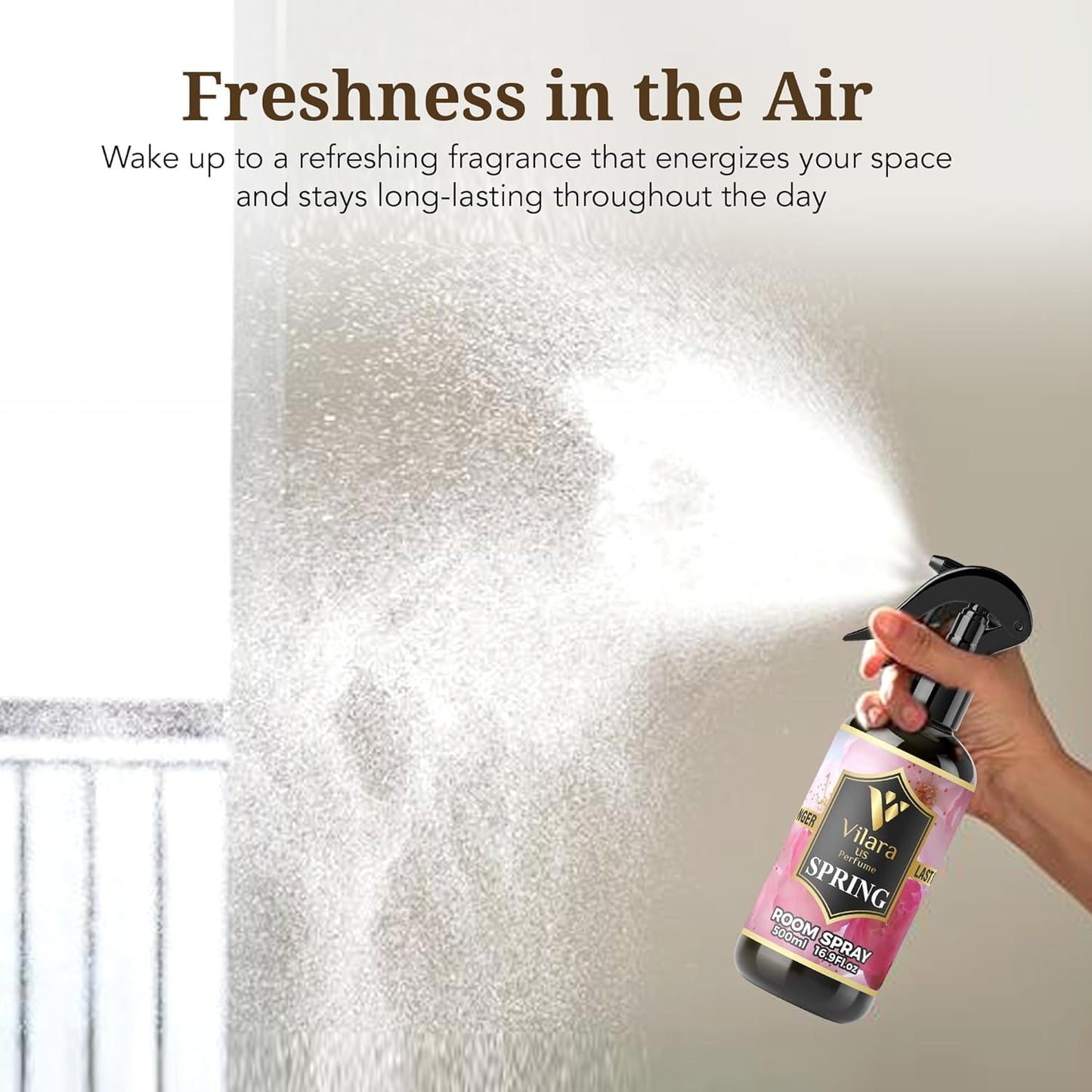 Vilara US Room Spray Freshener – Long-Lasting Luxury Perfume Scent, Linen & Fabric Spray for Bedding, Furniture, Home & Bedroom Aromatherapy – 16.9 fl oz (Spring Pack 3)