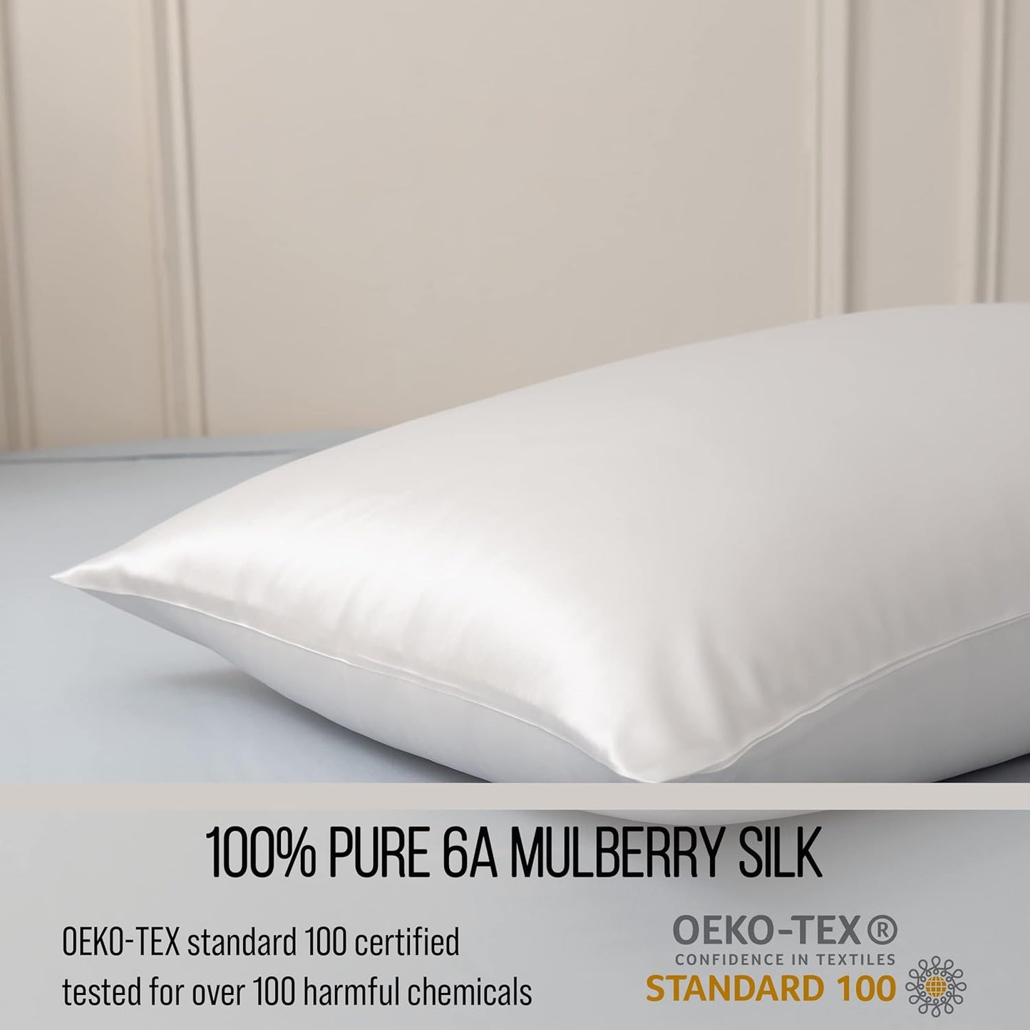 Bella Coterie Luxury Silk Pillowcase for Hair and Skin | 30 Momme | 100% Pure 6A Mulberry Silk | Super Soft | Perfectly Plush [Standard, White]