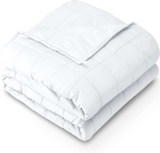 Bare Home Weighted Blanket Full or Queen Size 12lb (48" x 72") for Adults - All-Natural 100% Cotton - Premium Heavy Blanket Nontoxic Glass Beads (White, 48"x72")