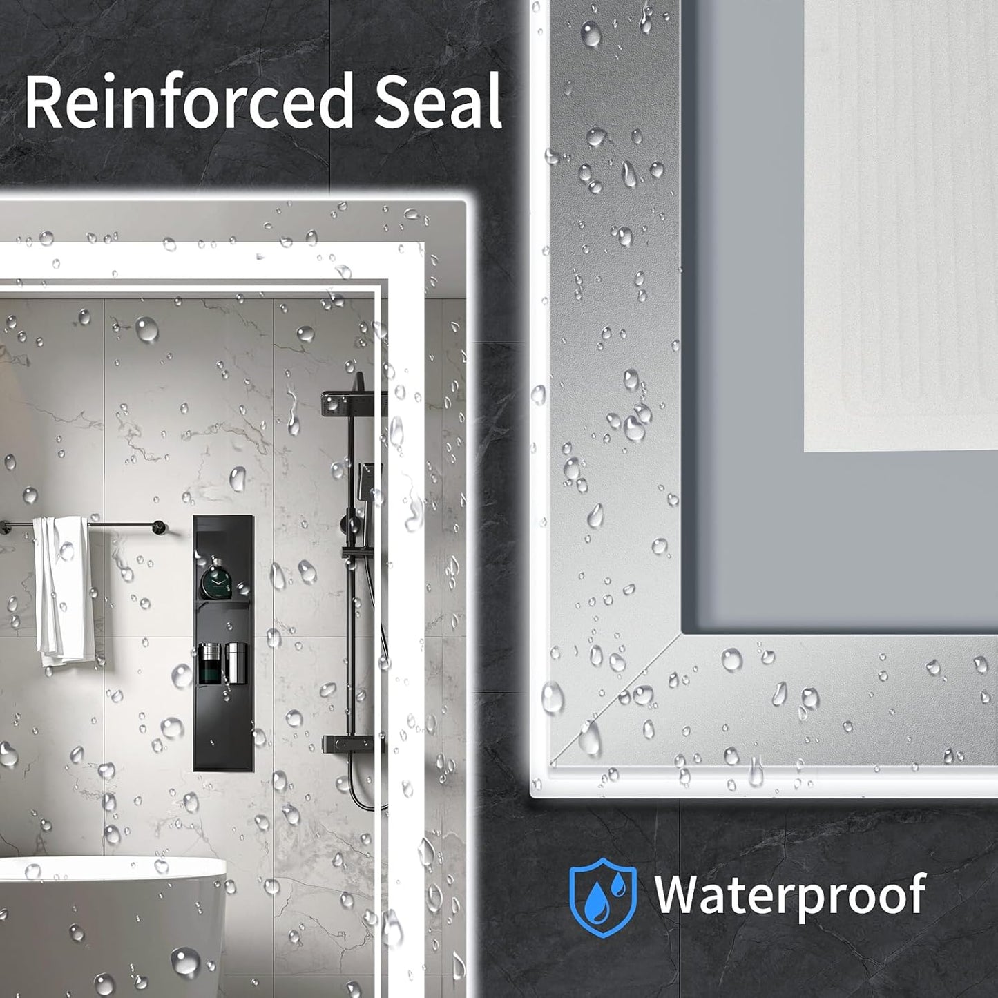 38"x26" LED Bathroom Mirror with Anti-Fog, Stepless Dimmable Lights, 3 Color Modes, Shatter-Proof Tempered Glass, Memory Function & Waterproof Design