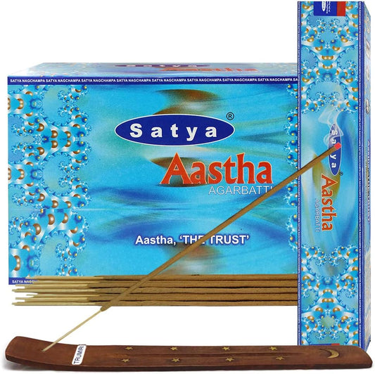 Aastha Incense Sticks and Incense Stick Holder Bundle Insence Insense Satya