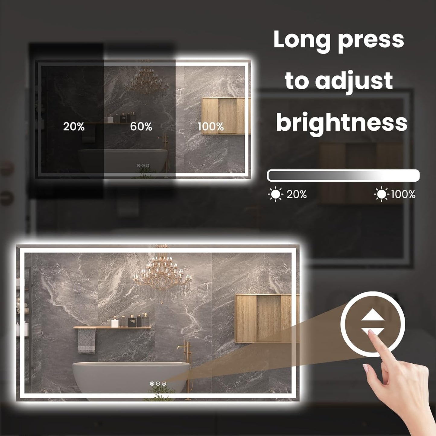 72"X36" LED Bathroom Mirror with Front Lights and Backlit, Anti-Fog, Dimmable, Shatter-Proof Tempered Glass, Lighted Bathroom Vanity Mirror for Wall with 3 Colors, Memory Function