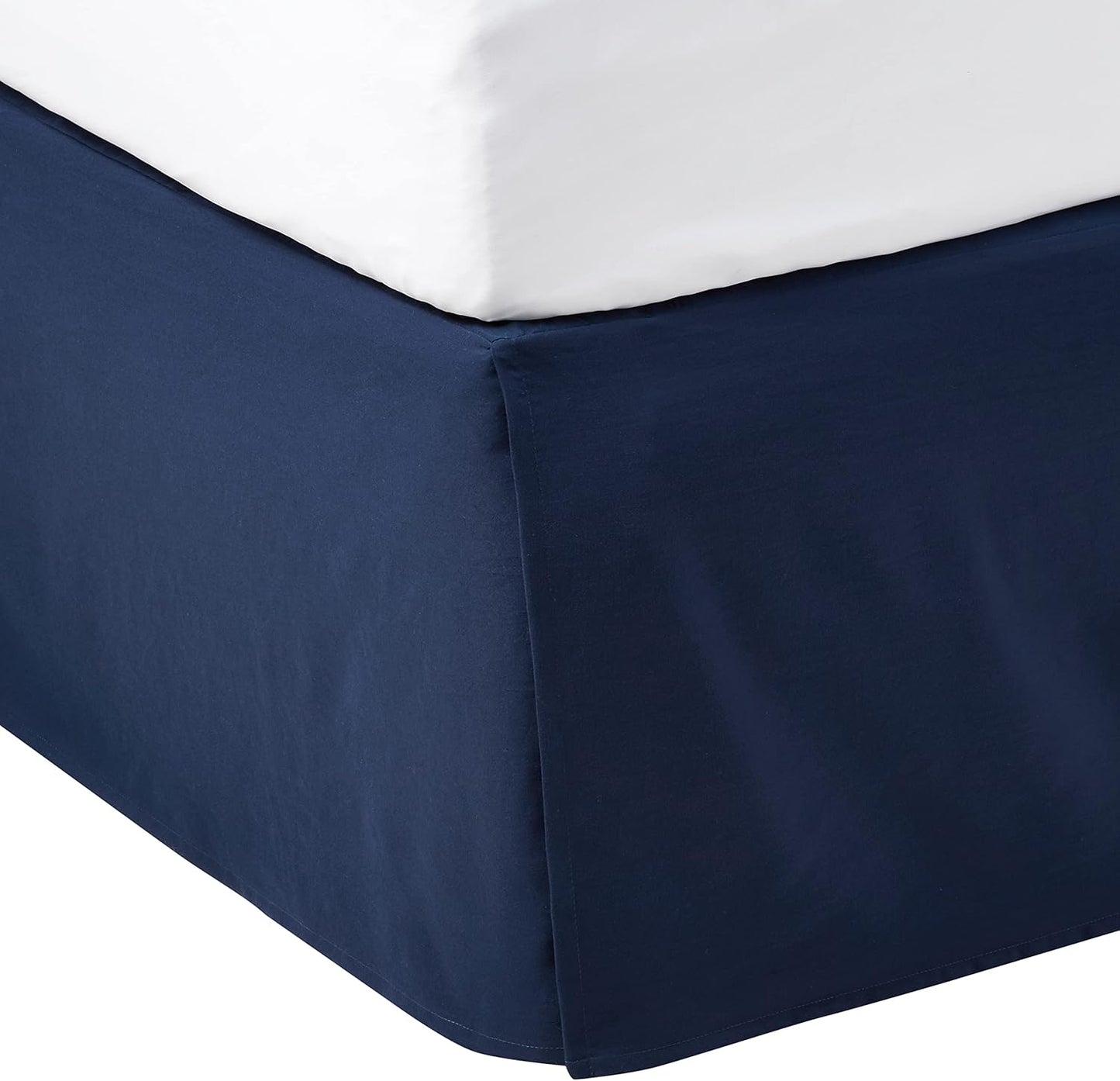 Amazon Basics Lightweight Pleated Bed Skirt, Twin, Navy Blue, Solid