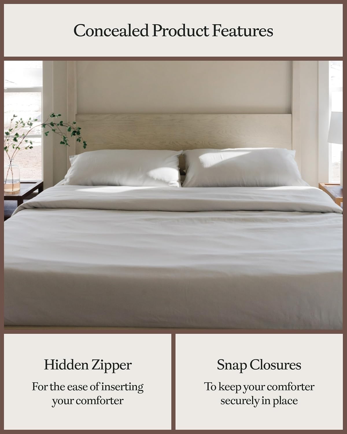 Cozy Earth Luxury Duvet Cover King - 100% Viscose from Bamboo - Ultra-Soft, Cooling & Lightweight Duvet Cover - Temperature-Regulating Bedding with Concealed Zip & Interior Snap Closures - Light Grey