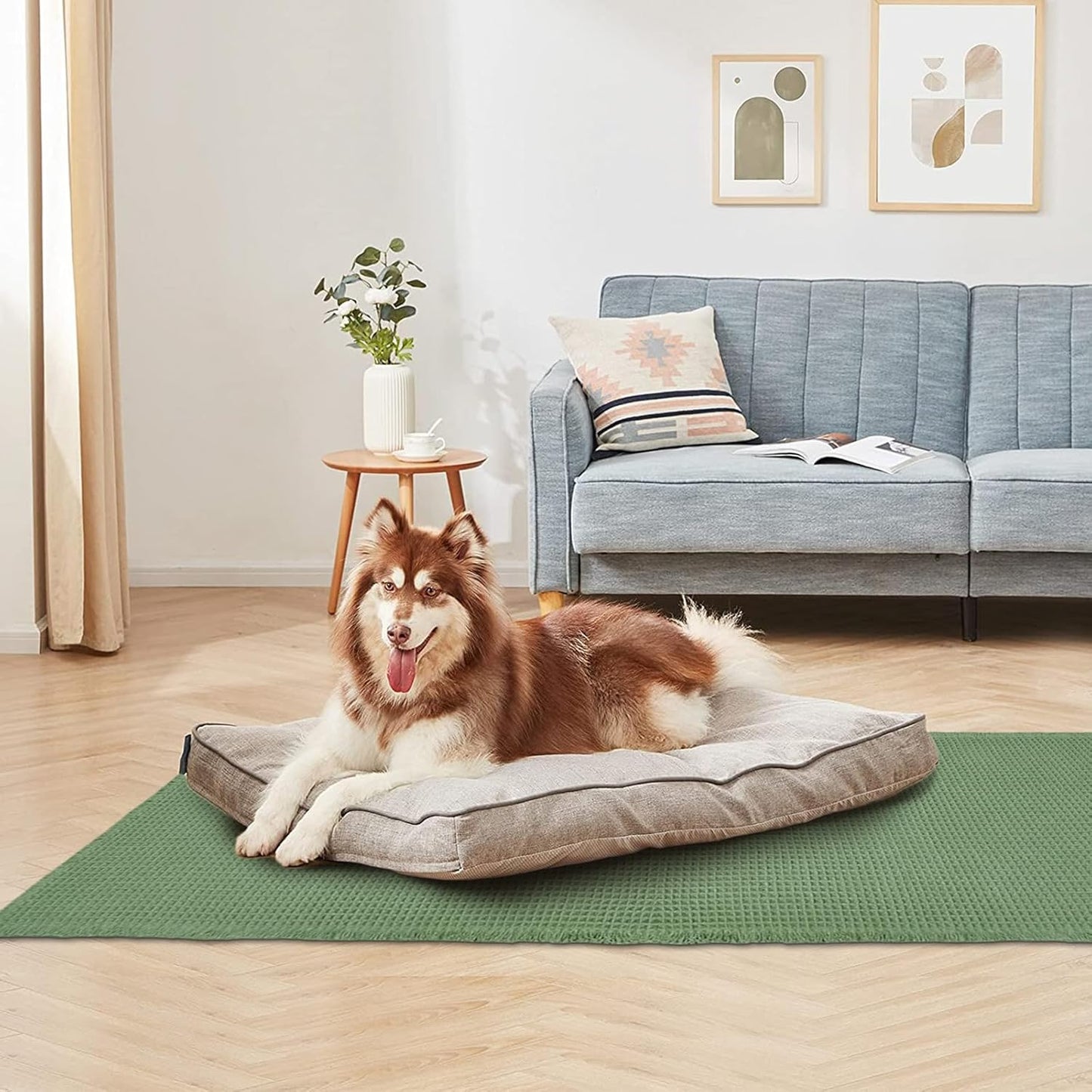 ZALL Waffle Bath Mat,Super Absorbent Non Slip Bathroom Rug,Sage Green 24X72inch,Machine Washable Ultra Soft Floor Mats