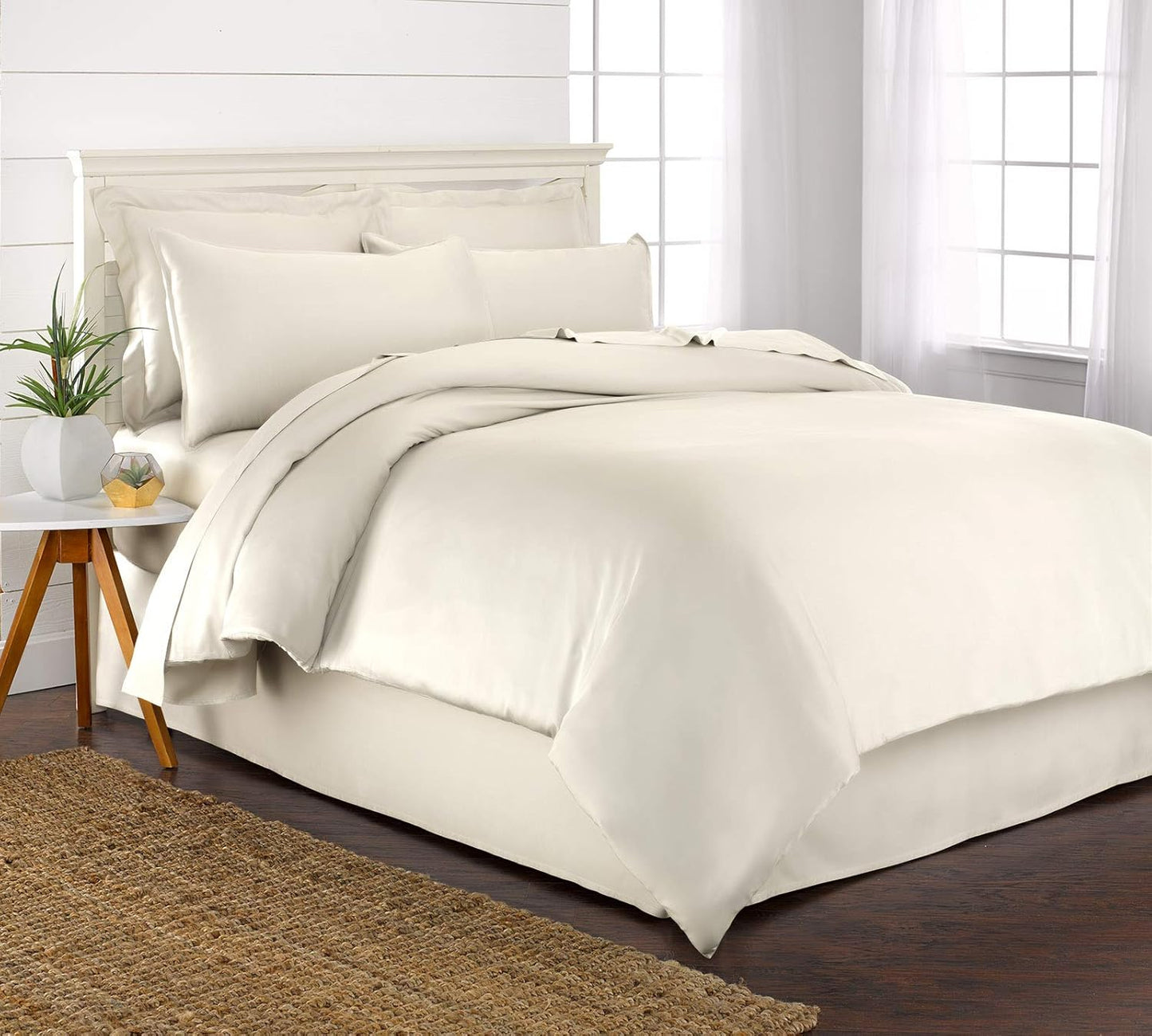 Pure Bamboo Twin Duvet Cover, 2 Piece Set, Genuine 100% Organic Viscose Derived from Bamboo, Luxuriously Soft and Cooling, 1 Pillowcase (Twin, Ivory)