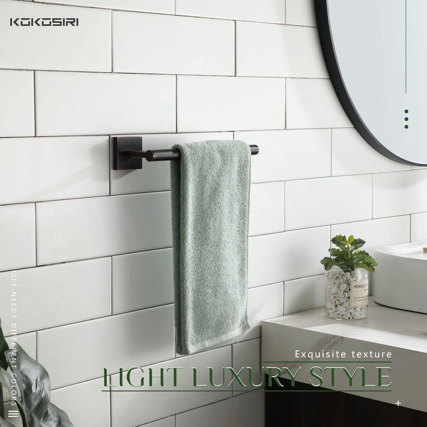 KOKOSIRI Bathroom Towel Bar Hand Towel Holders Wall Mount Toilet Kitchen Cabinet Paper Holder Stainless Steel Bath Accessories Oil Rubbed Bronze 2 Pack, B3008ORB-P2