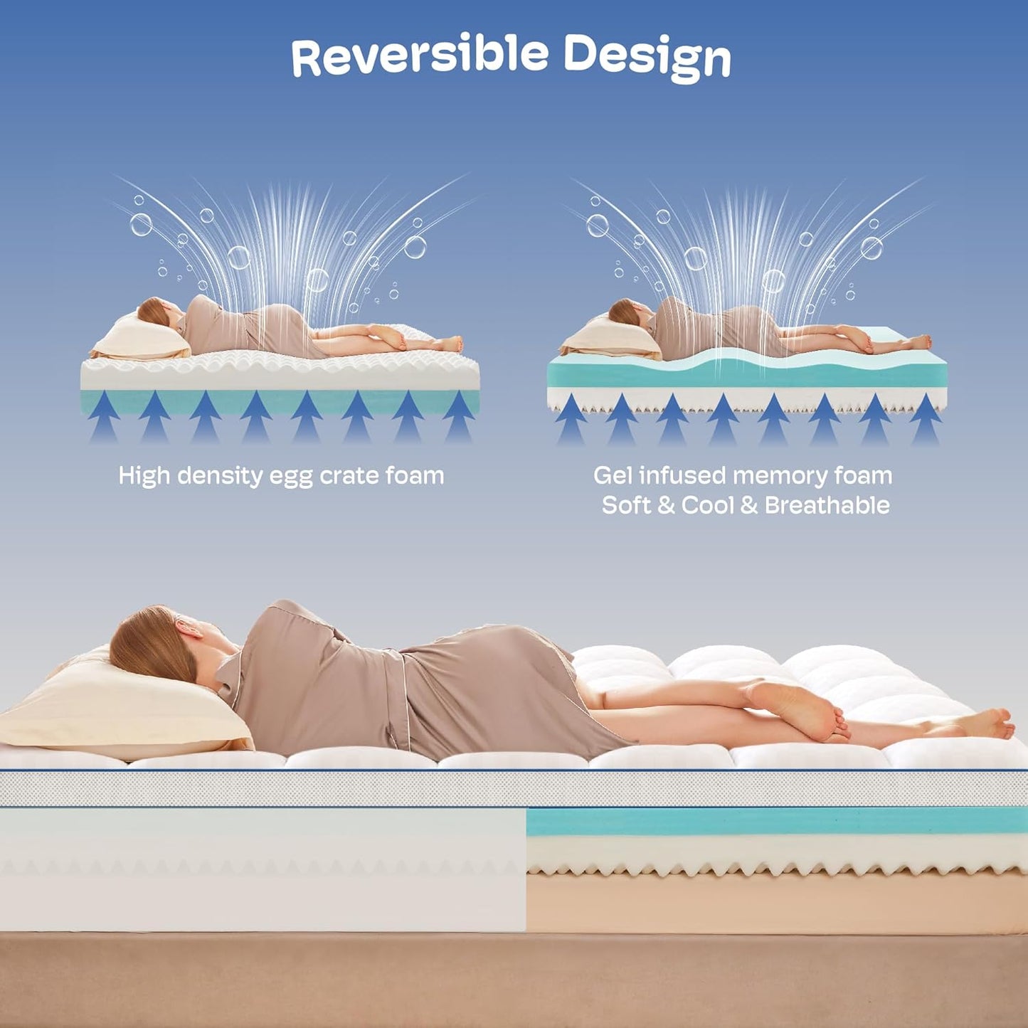 King Mattress Topper, 4.5 Inch Memory Foam Mattress Topper for Back Pain & Pressure Relief - 2.5" Cooling Memory Foam Soft and Supportive + 2" Pillow Top Mattress Pad Cover, with 8-21" Deep Pocket