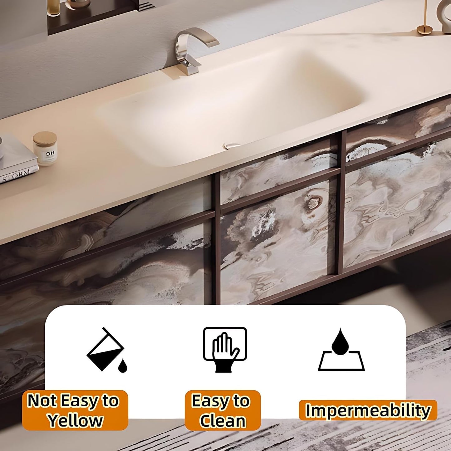 52in Bathroom Vanities Set - Bathroom Vanity with Sink, Tall Storage, Smart Defogging Mirror, Integrated Sink & 2 Large Drawer | Floating Cabinet