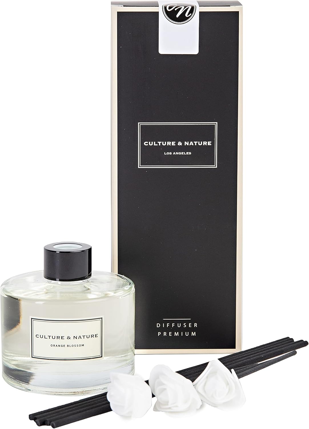 CULTURE & NATURE Reed Diffuser Set 6.7oz (200ml) Orange Blossom Scented Diffuser with Sticks Home Fragrance Reed Diffuser for Bathroom Shelf Decor