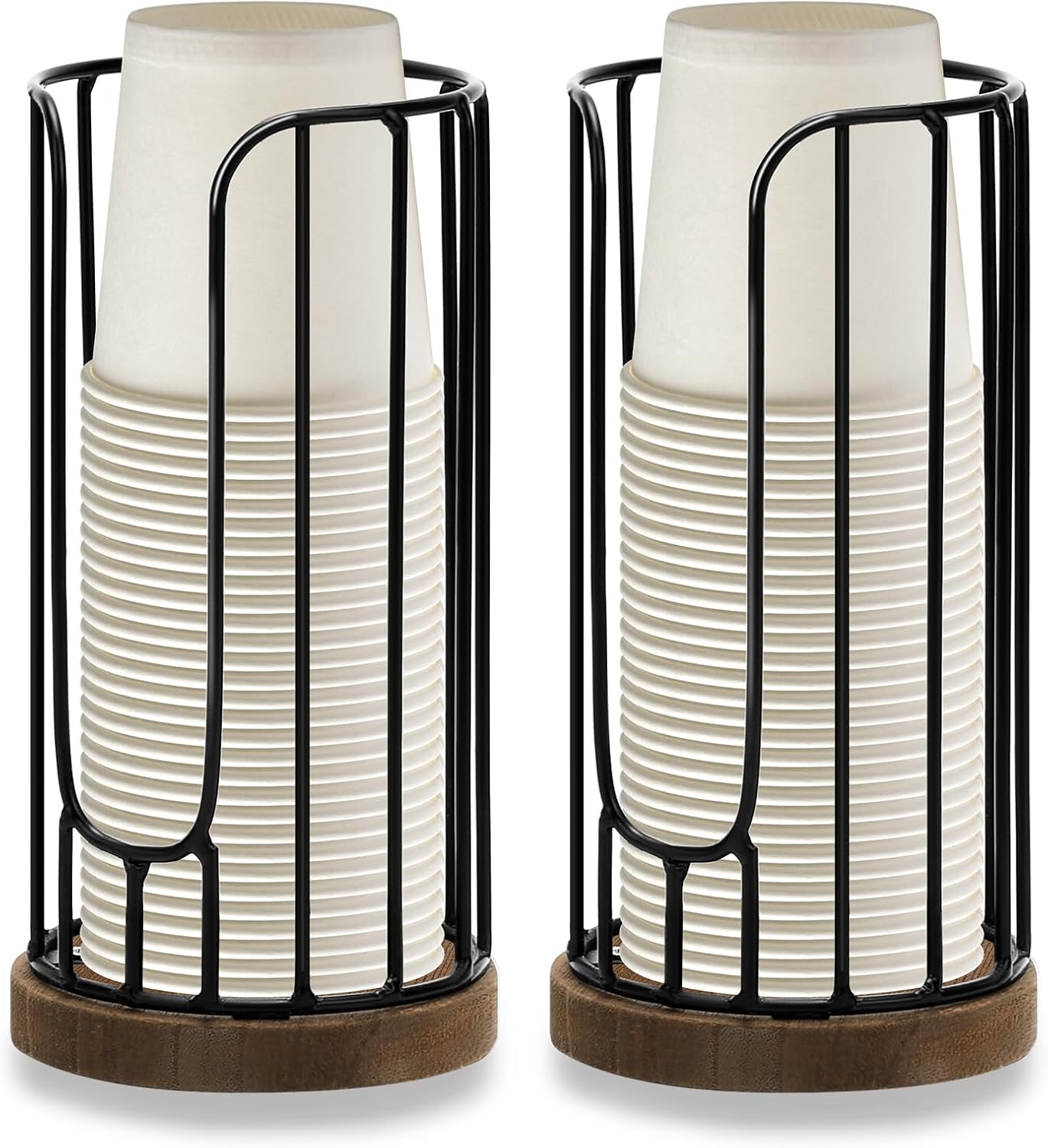 Heightened Rural Style Bathroom Cup Dispenser, 2 Pack Small Disposable Paper Cup Holder, 3oz Disposable Mouthwash Cup Storage Rack, Iron Bathroom
