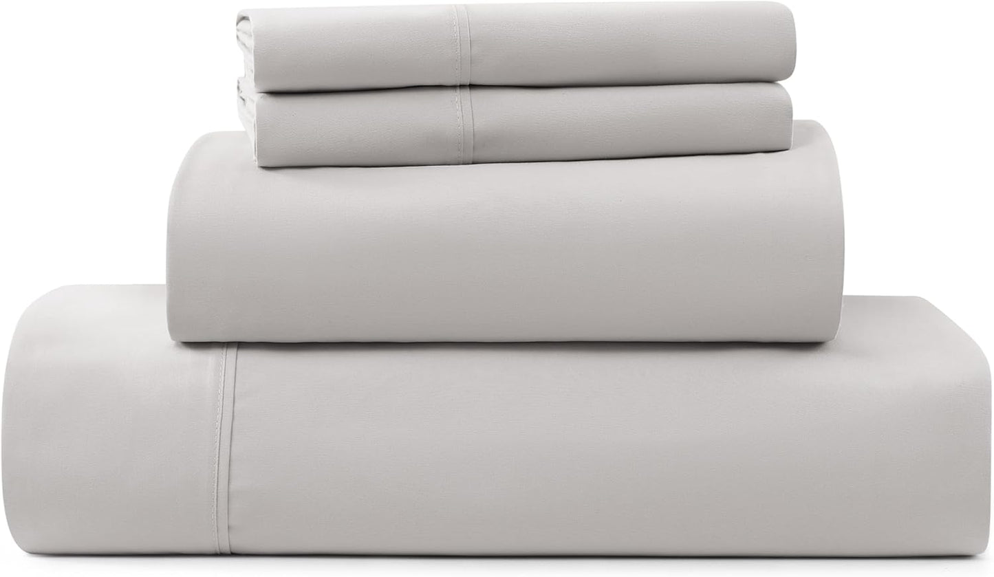 UGG Cali King Sheet Set 4-Piece Luxury Cooling Sheets Deep Pockets Premium Bedding with 2 Shams Hypoallergenic Machine Washable Soft Lightweight Bed Set for Room, California King, Stone Grey (Hedi)
