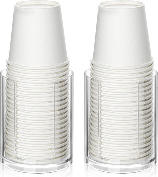 2 Pack Mouthwash Cups Holder,Bathroom Cup Dispenser,Small Disposable Paper Cup Tray for Bathroom Sink Counter