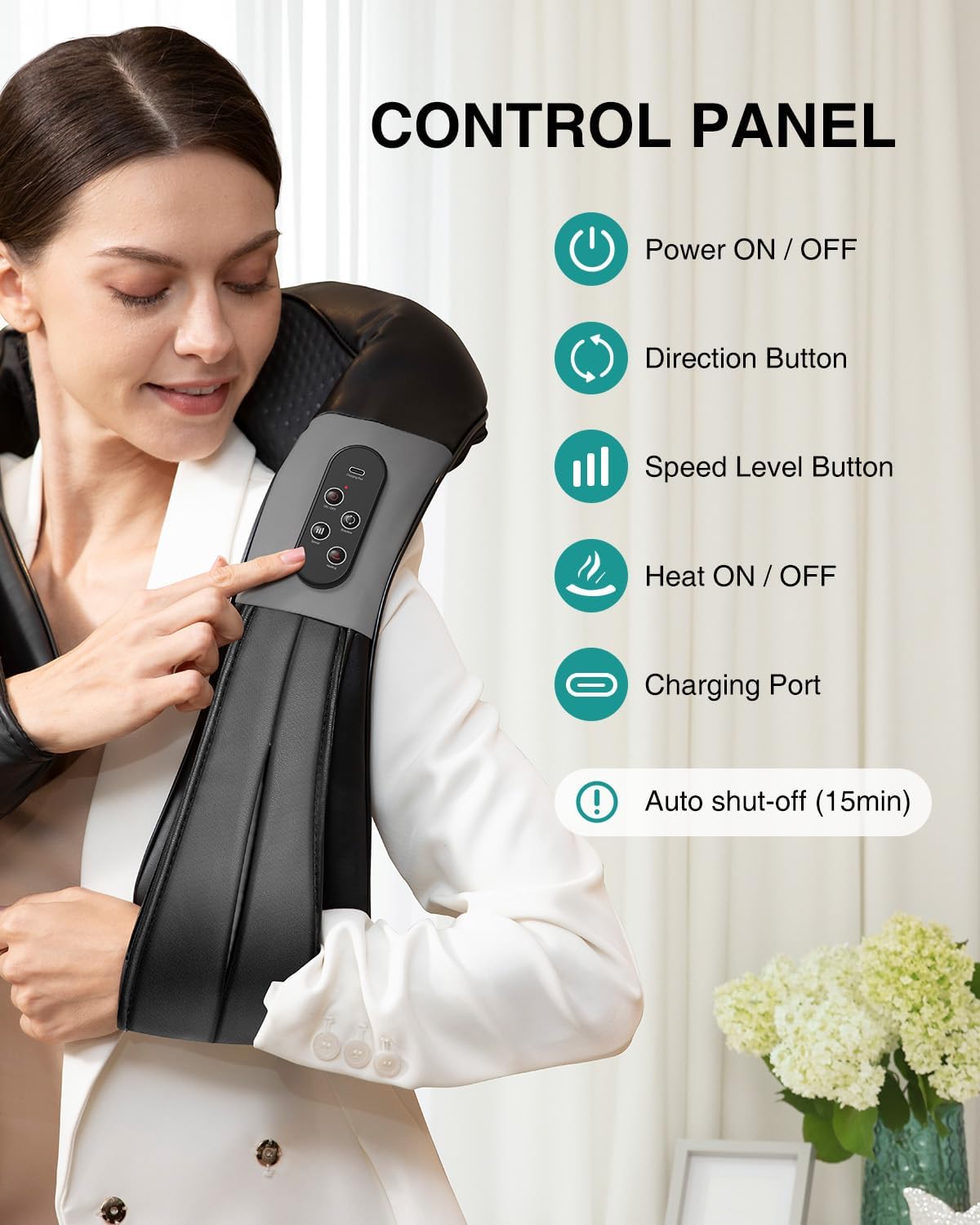 Nekteck Neck Back Massager with Heat, Cordless Shiatsu Shoulder Massager for Pain Relief Deep Tissue, Electric 3D Kneading Massage Pillow for Body Muscle, Gifts for Men Women Dad Mom