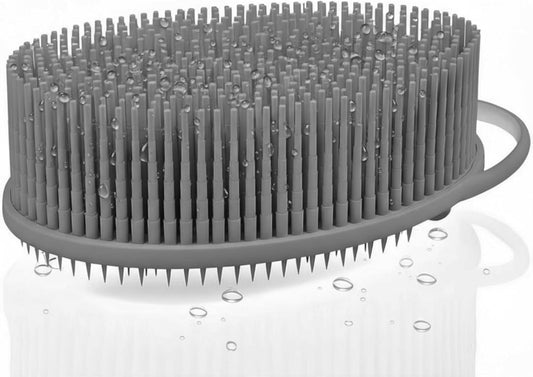 Exfoliating Body Scrubber Silicone - Textured Back Scrubber Shower Brush - Avilana Bath Loofah Alternative Dual Sided - Gentle Smoothing Body Wash Tool Rough Skin - Gift Women Men