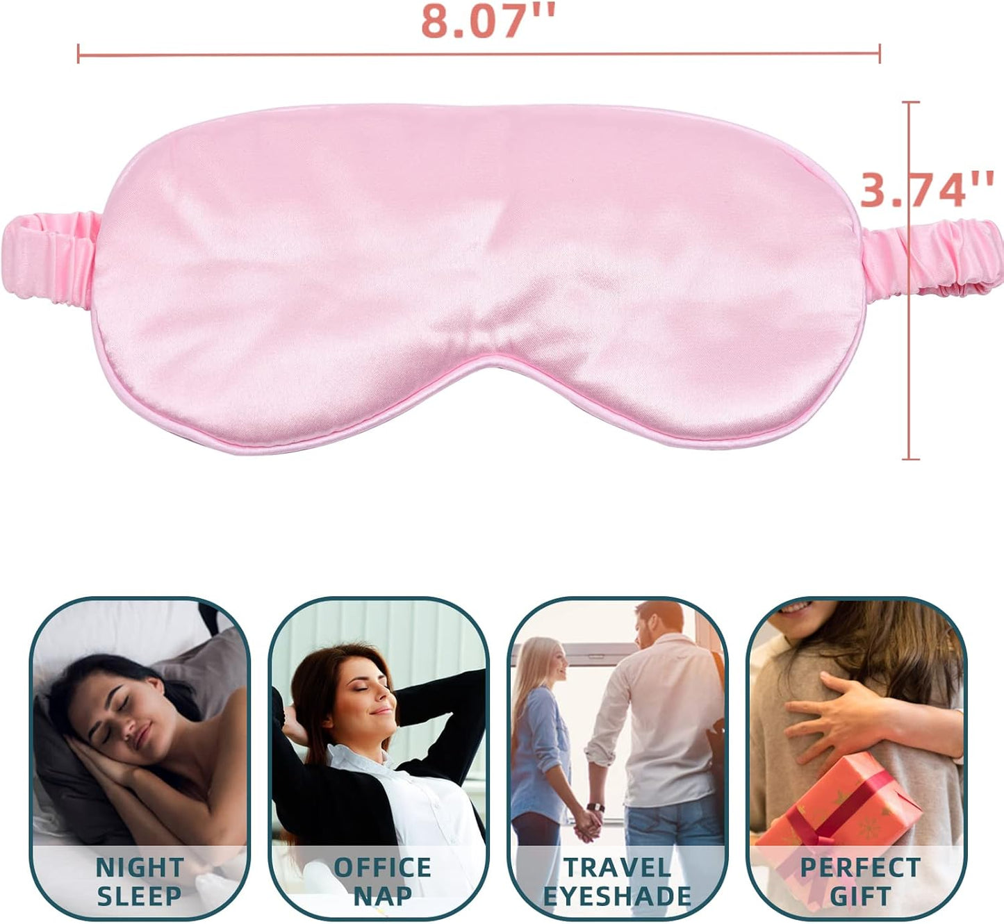 Sleep Masks 4 Pack Silky Eye Cover Soft Satin Blindfold Elastic Strap Night Eye Shade for Women Men