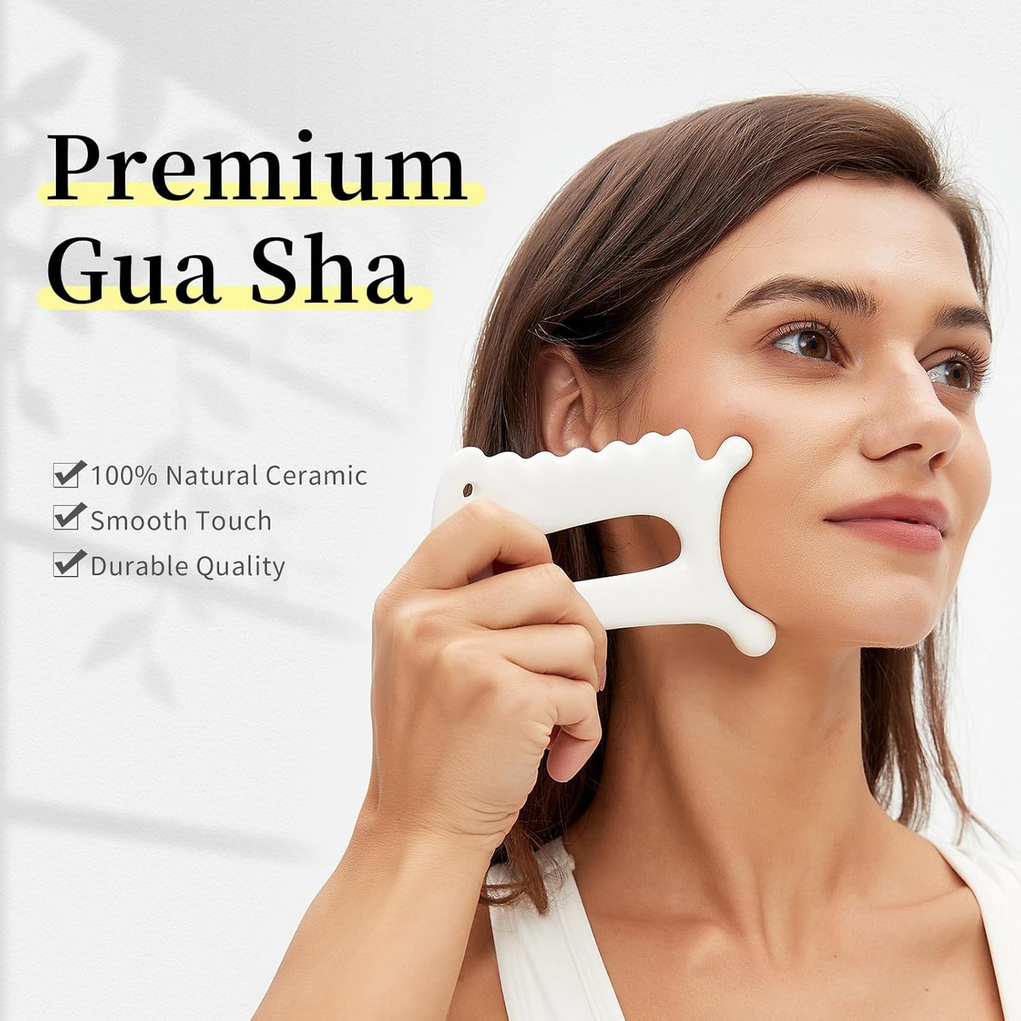 Advanced Ceramic Gua Sha Facial Tool, Skin Care for Women Men, Face Body Korean 괄사 Guasha Massage Tool Gift for Mom