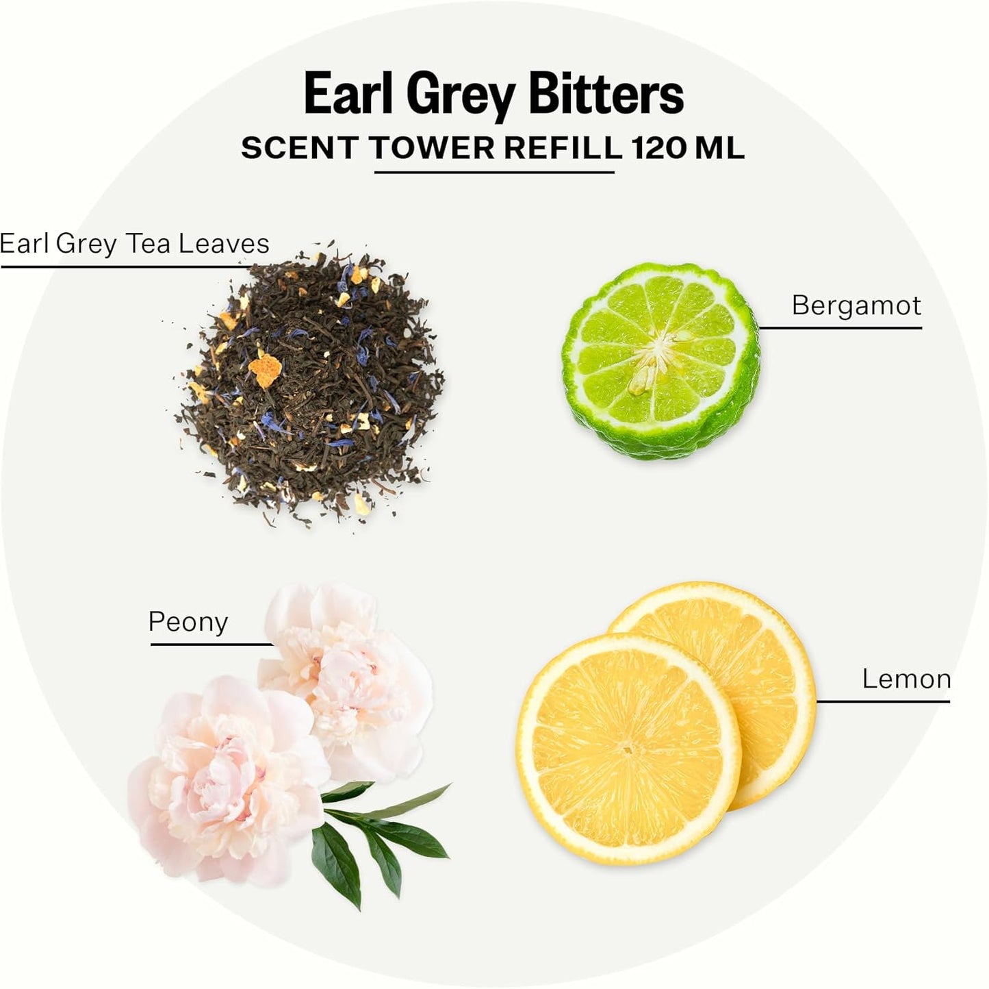 Apotheke Scent Tower Aromatherapy Diffuser Fragrance Refill, Earl Grey Bitters (120 ml) - Long-Lasting Perfume-Grade Essential Oil for Clean & Fresh Home, Office, Hotel & Large Rooms