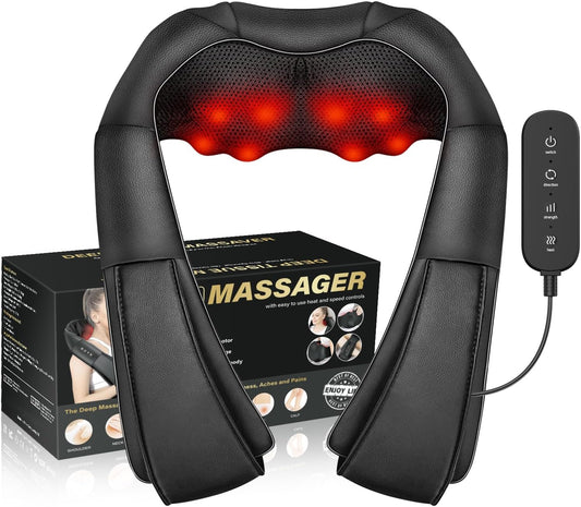 Electric Neck Massager, Neck and Back Massager with Heat, Shiatsu Massage Pillow for Back, Shoulder, Muscle Pain Relief, Ideal Fits for Parents