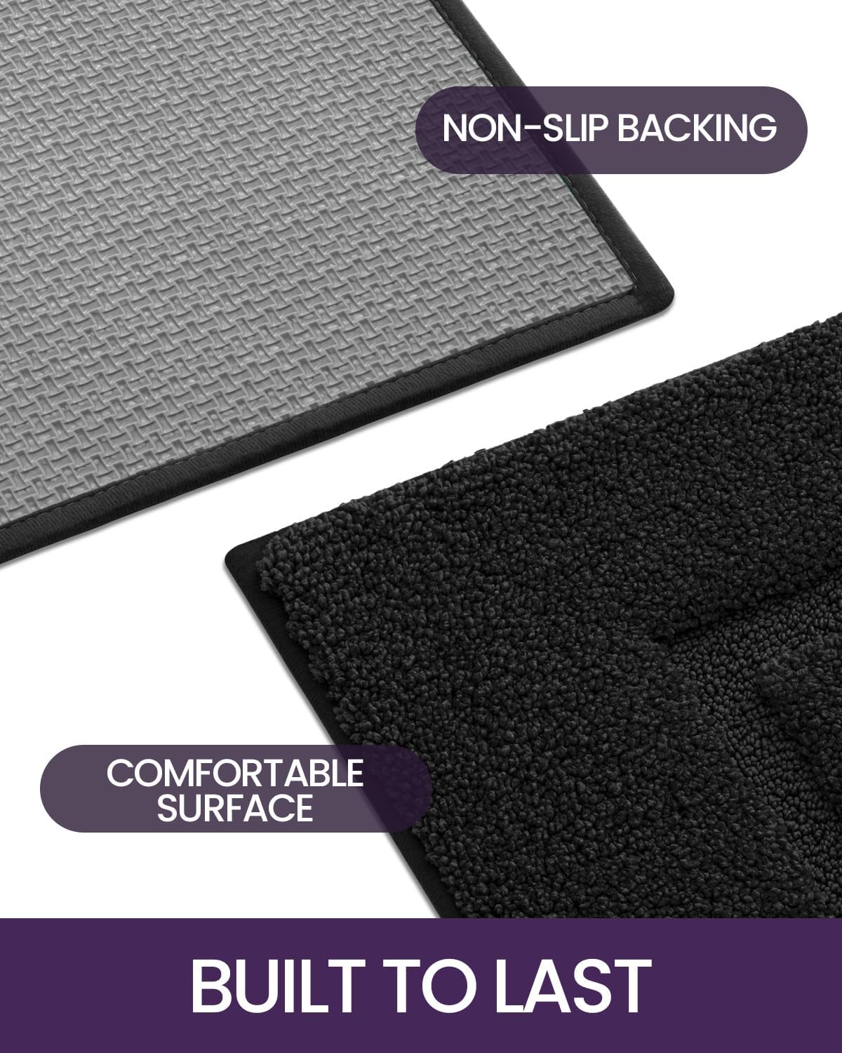 DEXI Bathroom Rugs 32x20, Washable Non Slip Bath Mat for Shower Floor, Absorbent Quick Dry Bathmat with Rubber Backing, Ultra Soft Plush Carpet for Tub, Black