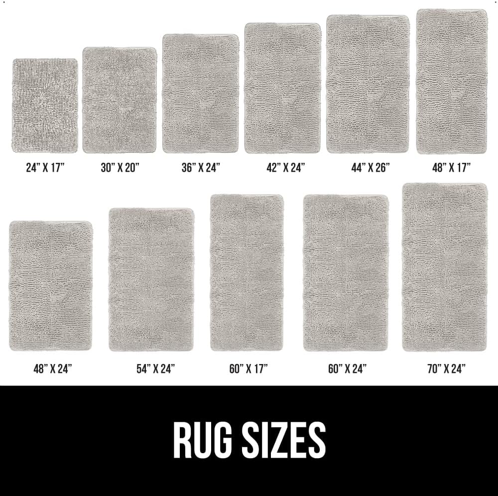 GORILLA GRIP Bath Rug Mat 48x17, Soft Absorbent Chenille, Quick Dry Microfiber Mats, Rubber Backing Washable Shower Floor Rugs, Bathmat Runner, US Designed Bathroom Home Decor Accessories Light Gray