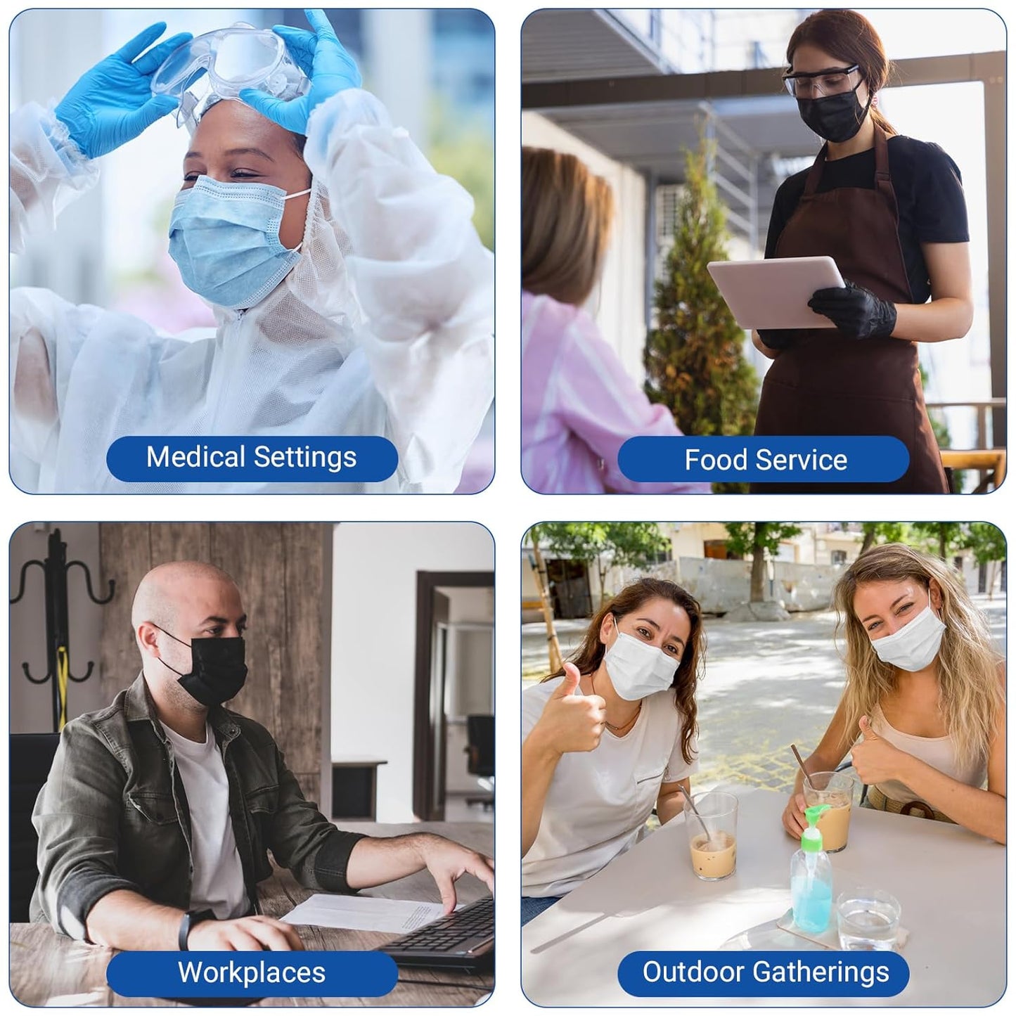 JMU 1000 Pcs 4-Ply ASTM Level 3 Face Masks, Blue Disposable Face Masks, 20 Boxes