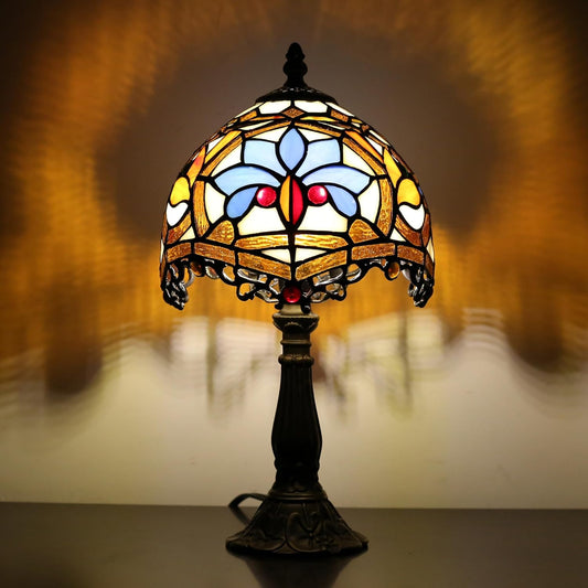 Bedside Table Tiffany Small Table lamp in The Bedroom, Living Room Table lamp, Stained Glass Table lamp, 8 inches, Household and Office Reading lamp (Qinglong Final Payment Style)