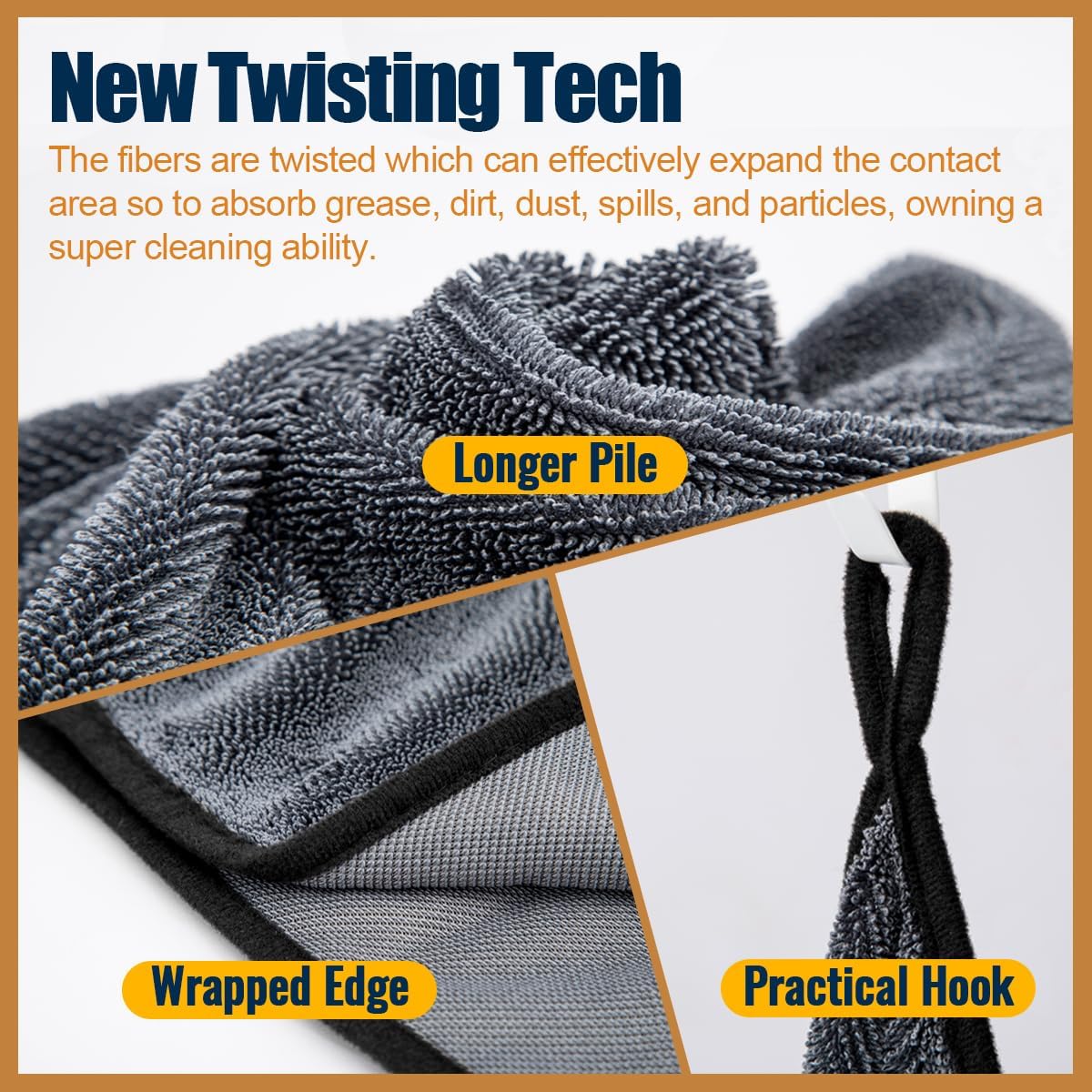 Airlab Microfiber Towels for Cars Wash Drying Extra Large Super Absorbent Cleaning Cloth Auto Detailing Ultra Soft, Lint-Free, Streak-Free, 35 x 24 Inch, Pack of 1, Grey-Black, 600 GSM