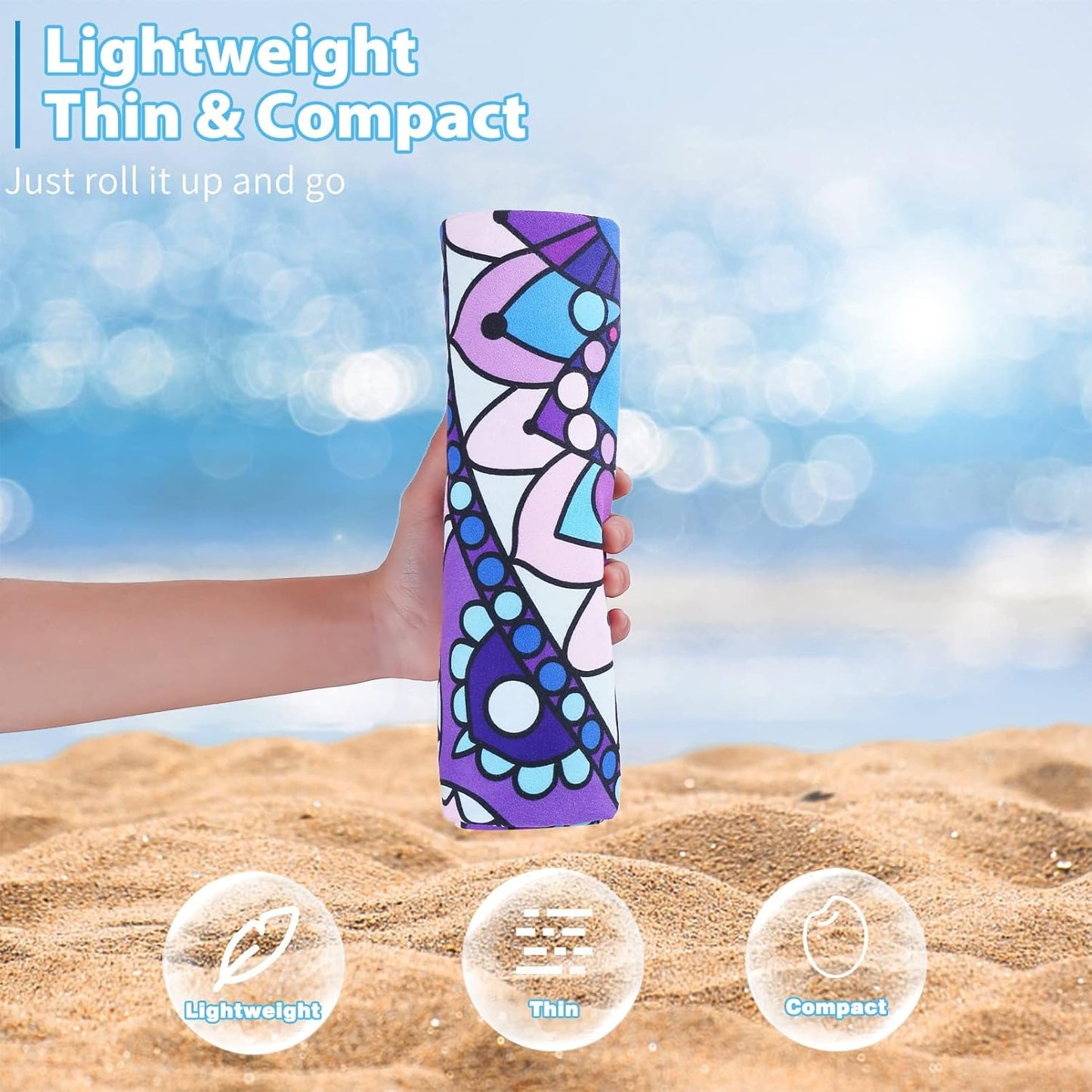 Microfiber Sand Free Beach Towel Thin Quick Dry Super Absorbent Oversized Large Lightweight Towels for Travel Sports Pool Swimming Bath Camping Yoga Girls Women Adults