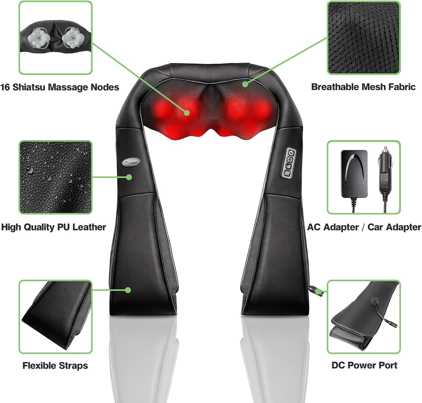 cotsoco Cordless Shiatsu Neck and Shoulder Massager with Heat,Portable Massagers for Neck and Back,3D Deep Tissue Kneading Back Massager for Muscle Pain Relief,Perfect Gifts for Men and Woman