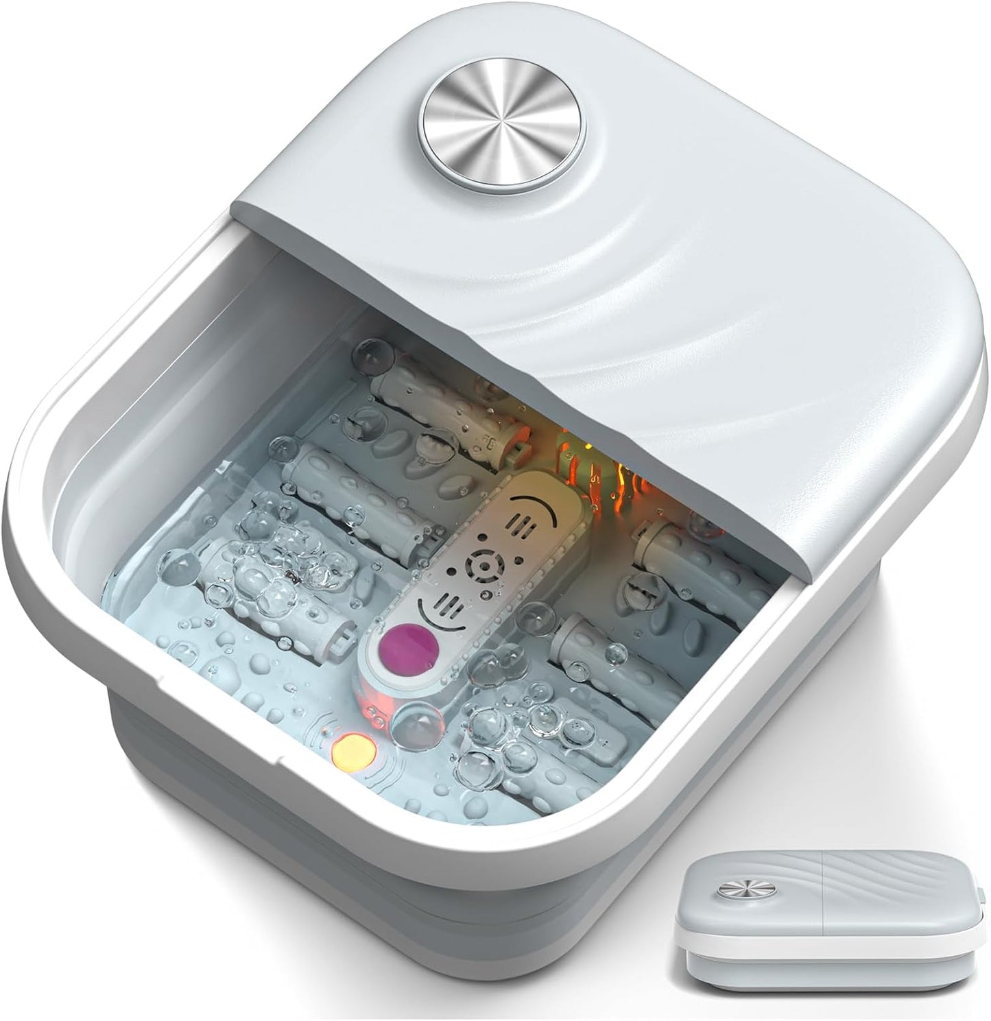 Collapasible Foot Spa Bath Massager with Heat, Pedicure Foot Spa with Bubbles, Temperature Control, Foot Soaking Tub for Home, Office, Foot Soaker Gift for Men and Women