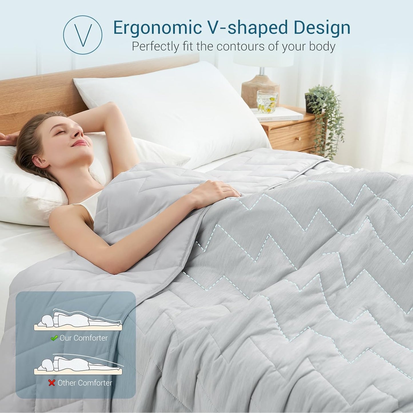 Elegear Revolutionary Cooling Comforter King, Japanese Q-Max>0.5 Arc-Chill Cooling Comforter Blanket for Hot Sleepers, Summer V-Shaped Precision Lightweight Ice Cold Blanket for Night Sweats Sleeping