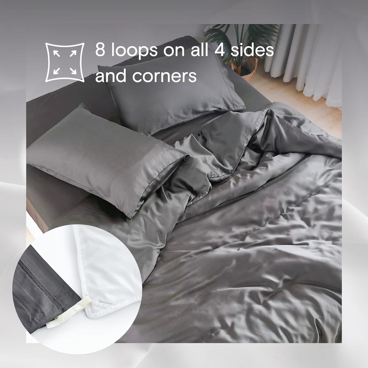 DOZ Duvet Cover Set, 100% Viscose derived from Bamboo, Organically Grown, Buttery Soft, Cooling Duvet Covers, High GSM, 1 Duvet Cover and 2 Pillowcases, 106"x90" (Storm, King/Cal King)