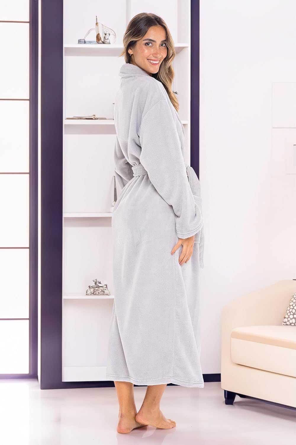 Alexander Del Rossa Plush Robe for Women, Long Fleece Winter Bath Robe, Plus Size