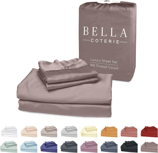 Bella Coterie Luxury Bamboo Viscose 34” Split Top King Size Sheet Set | 1 Fitted Sheet for Sleep Number & Adjustable Beds | 100% Organically Grown | Cooling & Soft | 18” Deep Pocket [Mocha]