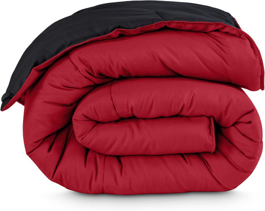 Bare Home Queen Comforter - Reversible Colors - Goose Down Alternative - Ultra-Soft - Premium 1800 Series - All Season Warmth - Bedding Comforter (Queen, Black/Red)