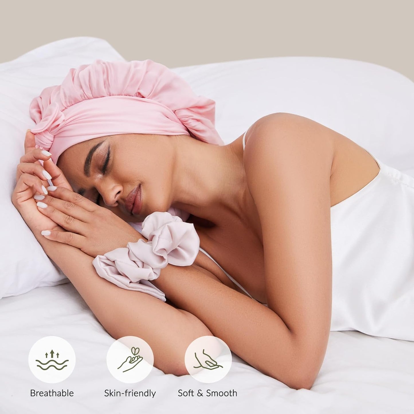 100% Mulberry Silk Bonnet for Sleeping for Women, Double-Layer Real Silk Hair Bonnet Sleep Cap Hair Wrap