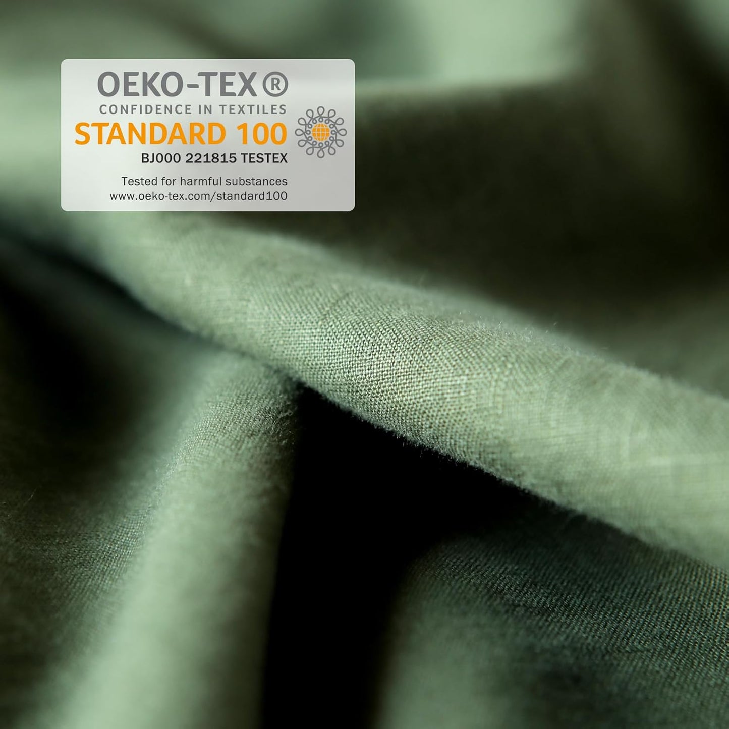 XZ XIFA Green Linen Duvet Cover King, 100% Washed French Flax Linen Bedding with Zipper Closure, Cooling for Hot Sleepers, Textured Bed Sets - 1 Duvet Cover and 2 Pillowcases.