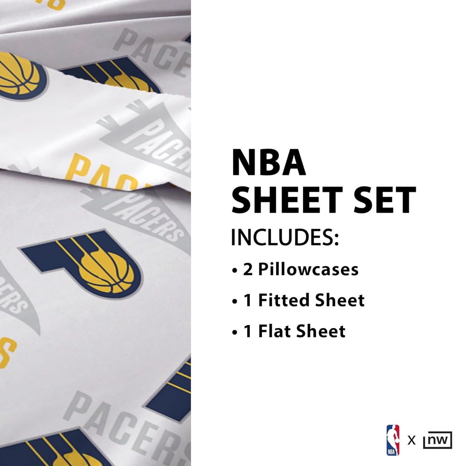 Northwest Officially Licensed Indiana Pacers NBA Full Size Sheet Set – Soft Team Logo Bedding for Dorms, Bedrooms, Fan Caves & Game Day Style