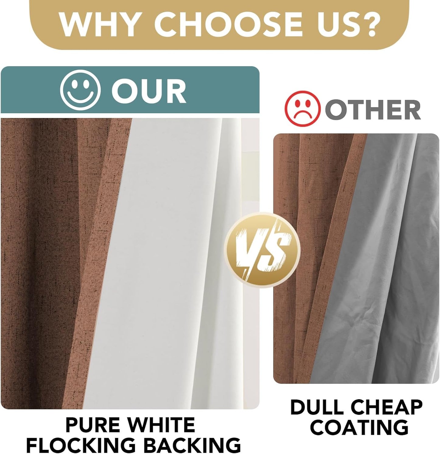 H.VERSAILTEX White Linen Blackout Curtains Durable Thick Textured Linen Look 100% Blackout Patio Door Curtain Anti Rust Grommet Extra Wide Sliding Door Curtain Panel, W100 x L108 inch, Washed Spice