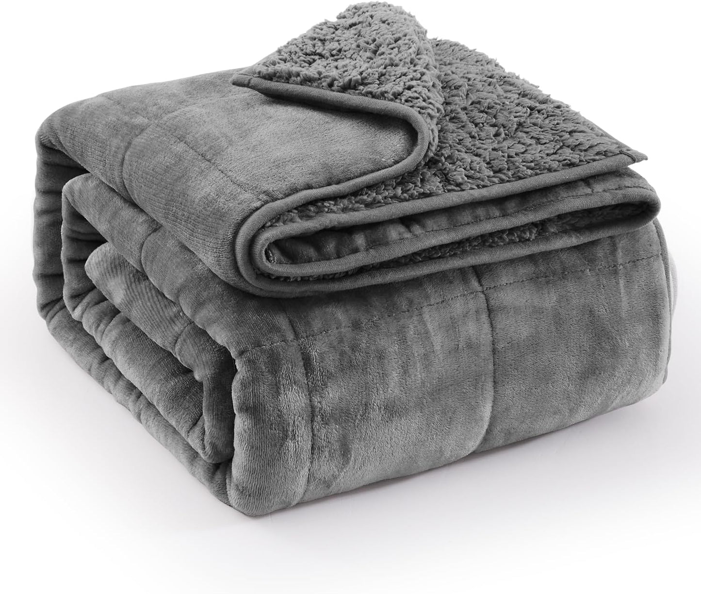 Super Fuzzy Soft Sherpa Fleece Weighted Blanket, 15 lbs Dual Sided Fluffy Heavy Weighted Blankets for Adults - No Bunching with Double Layers of Soft Inner Lining (48"x 72", 15 Pounds)