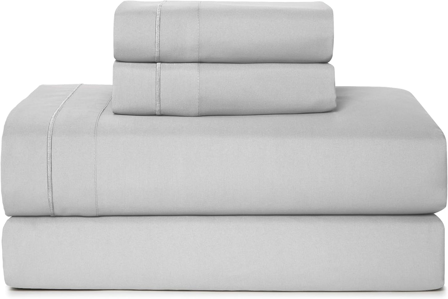 CASUAL LIVING Cal King Sheets 4 Piece Set with 2 Pillowcases, Soft Microfiber Hypoallergenic Washable Deep Pocket Lightweight Bedding Elasticized, California King Sheet Sets, Grey