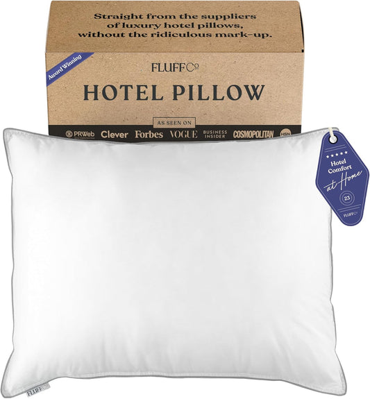 FluffCo Zen Fluff Pillows - Down Alternative - King Bed Pillow for Sleeping Made in USA - Luxury Hotel-Quality Pillow - Gift for Home - 100% Cotton, 300 Thread Count (Soft King Size 1 Pack)