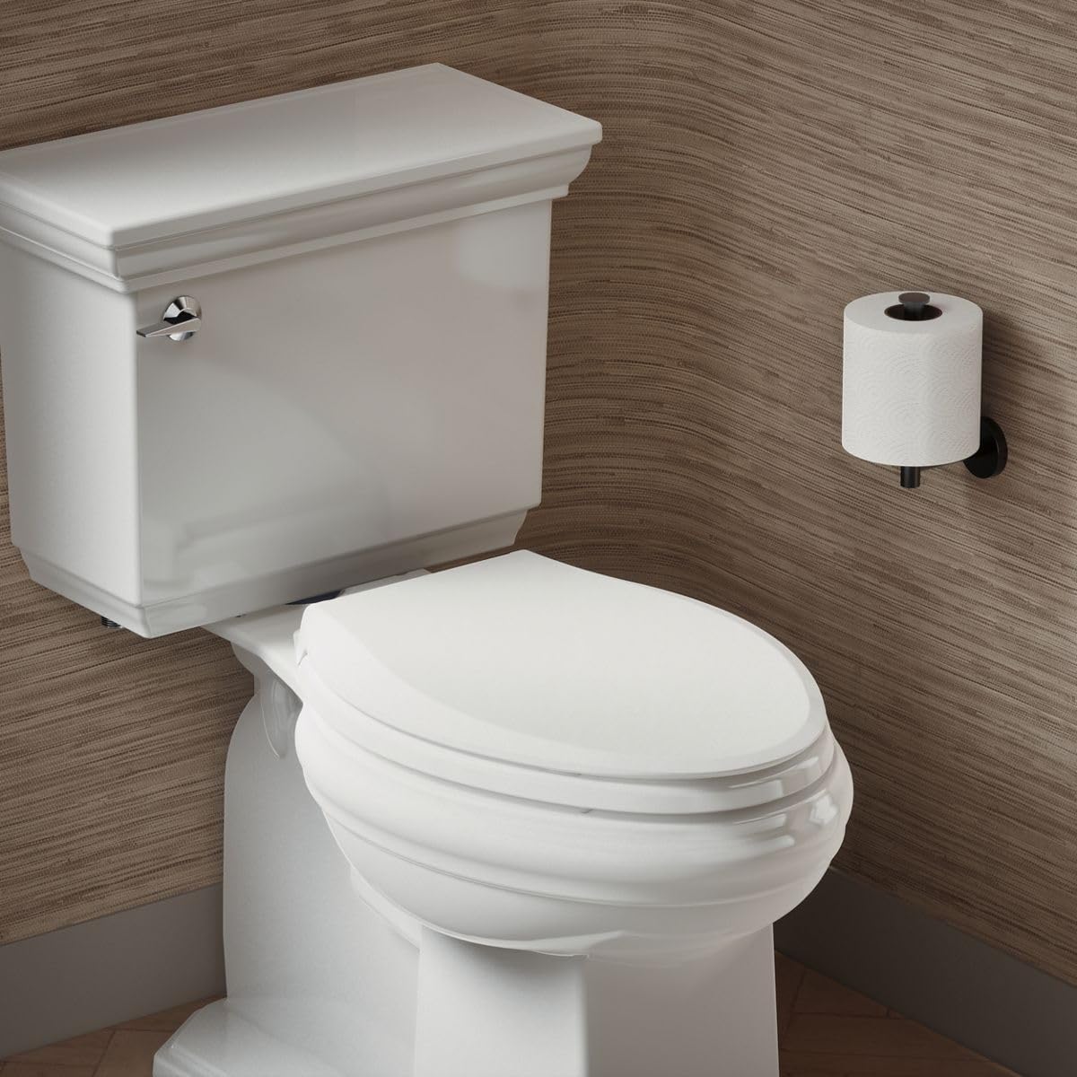 KOHLER K-35584 Cachet Recycled Plastic, Readylatch, Quiet-Close, Soft Close Elongated Toilet Seat