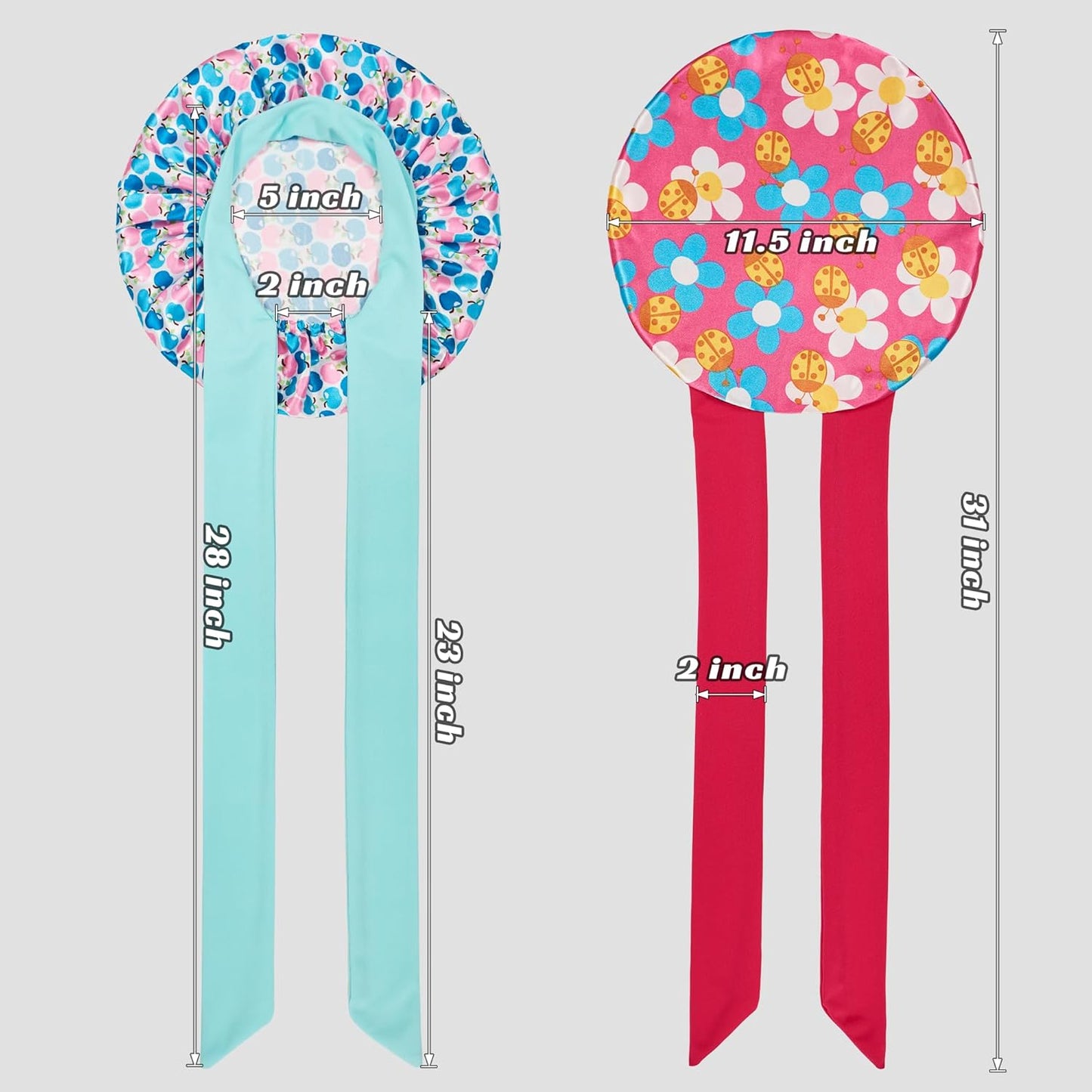 2 PCS Kids Bonnets for Girls, Silk Bonnet for Kids, Satin Bonnet for Sleeping, Baby Toddler Tie Bonnet Sleep Cap