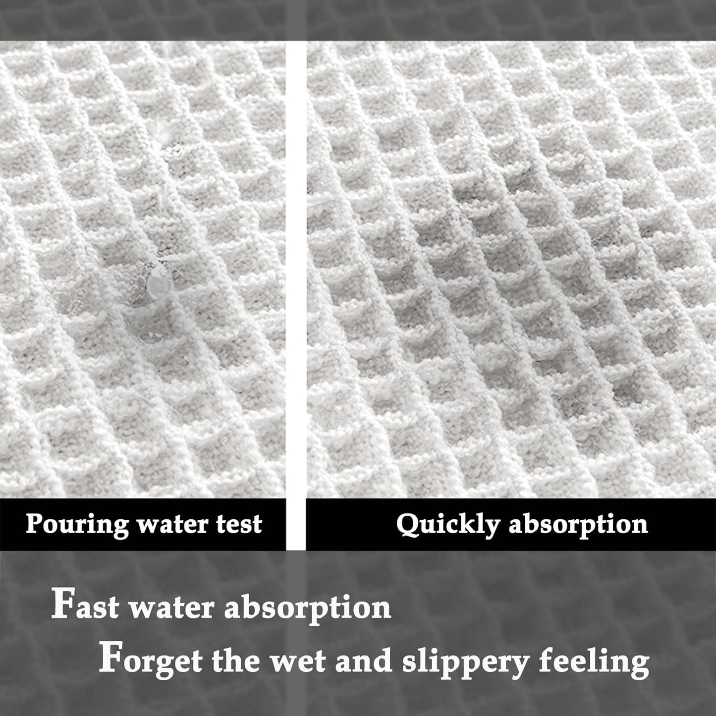 ZALL Waffle Bath Mat White Super Absorbent Non Slip Bathroom Rug 17x24inch,Machine Washable Ultra Soft Floor Mats
