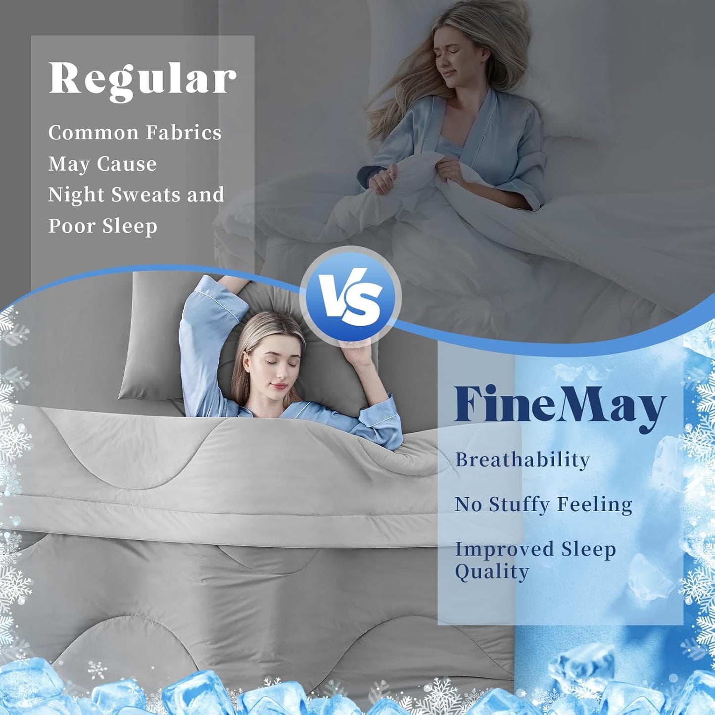Cooling Comforter Twin Size, Double-Sided Cooling Blanket for Hot Sleepers & Night Sweats, Arc-Chill Q-Max > 0.4 Breathable Ice Blanket, Lightweight Cold Comforter (68''x90'', Light Grey)