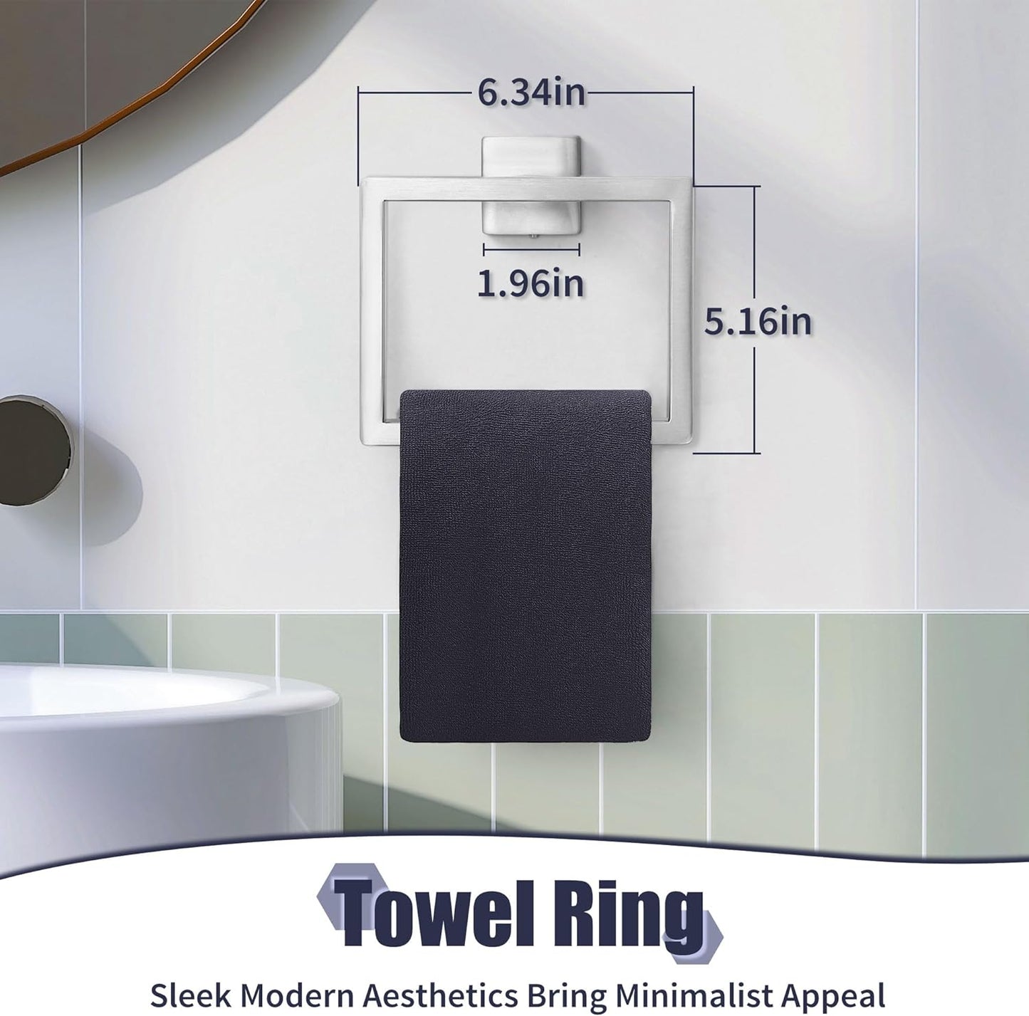 Bathroom Accessories Towel Bar Set: 10 Pieces Brushed Nickel Square Bathroom Hardware SUS304 Stainless Steel - Wall Mounted Towel Rack&Toilet Paper Holder&Towel Ring and Towel Hook