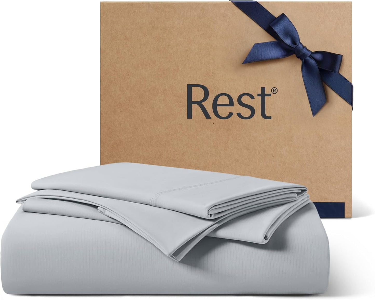 REST® Evercool®+ Starter Sheet Set Twin XL Light Gray, Breathable Bed Sheets for Hot Sleeper and Night Sweats, with Pillowcases, Ionic+ Self-Cleaning Silver Yarn for Sensitive Skin, 3PCS No Flat Sheet